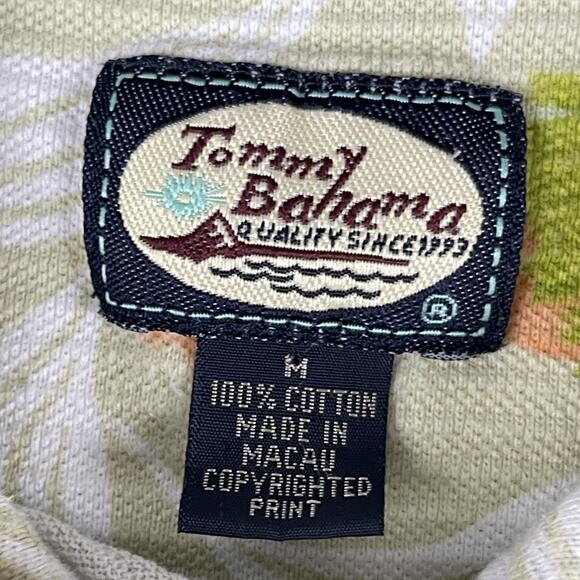 Vintage Tommy Bahama Hawaiian Polo Shirt Mens Medium Hula Girl Floral Textured - Picture 5 of 13